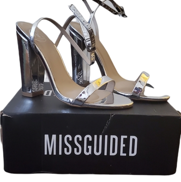 MissGuided Silver Strapped Heels - Picture 3 of 3